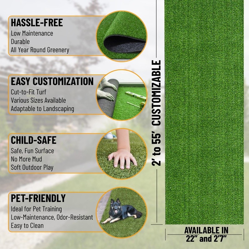 Artificial Grass Rug Waterproof Outdoor Turf Runner W/ Drainage Pet Friendly New gallery