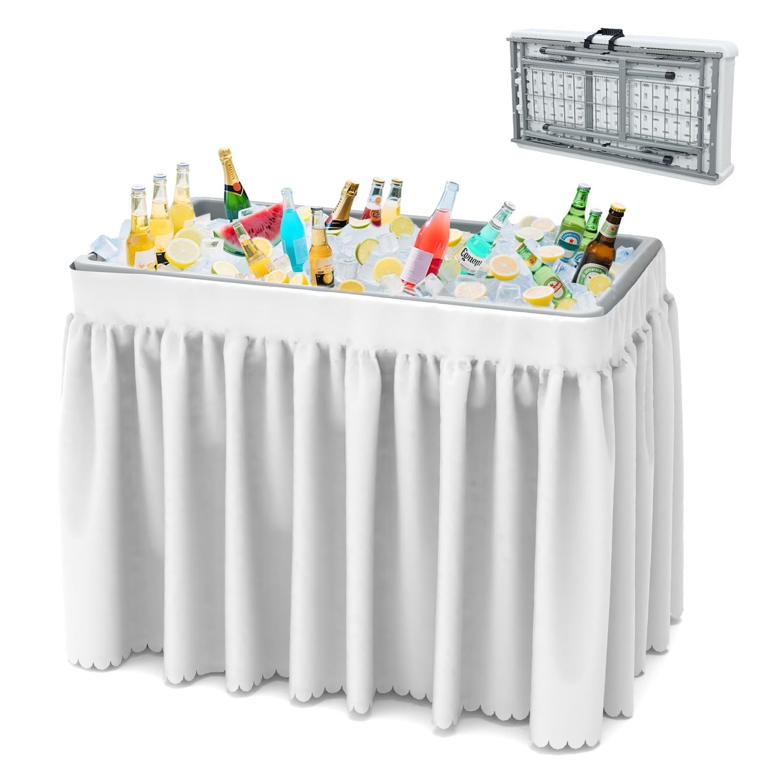 Folding Ice Cooler Table Portable Drain Hose Beverage Bar White 114015 Foldable gallery