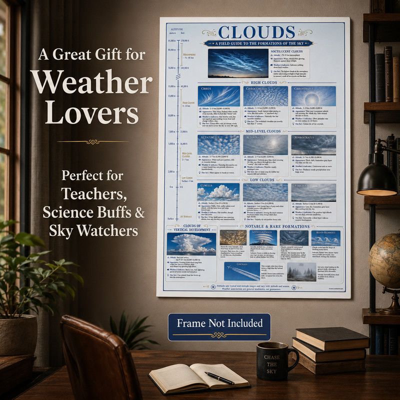 Cloud Identification Unframed Poster 24x36 - Weather Reference Chart gallery