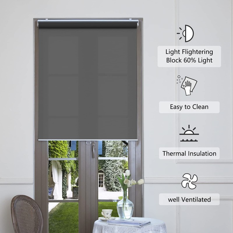 Cordless Roller Shades for Windows Light Filtering Shades with 5% Openness So... gallery