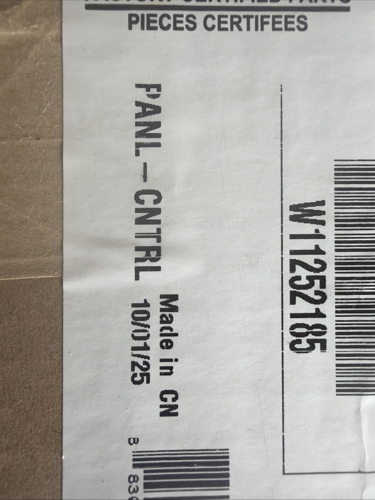 WHIRLPOOL PANEL-CONTROL MICROWAVE W11252185/OEM/BRAND NEW gallery