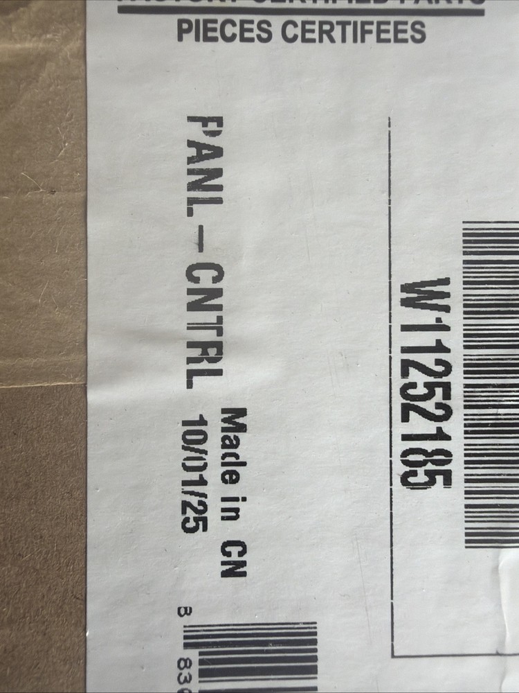WHIRLPOOL PANEL-CONTROL MICROWAVE W11252185/OEM/BRAND NEW