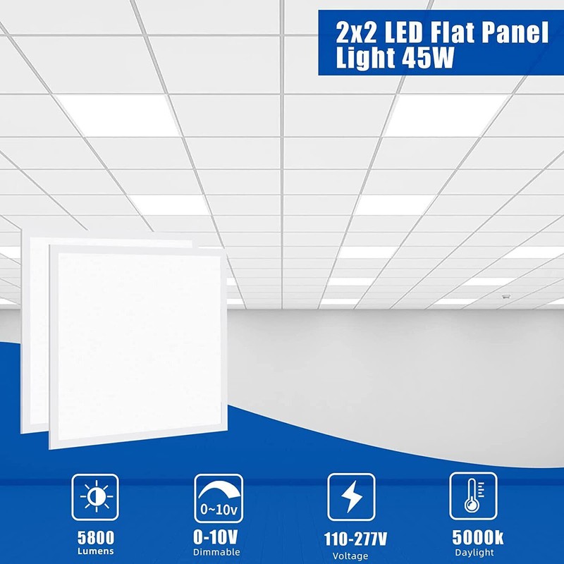 LED Flat Panel Light 2x2FT, 45Watt 5800LM Recessed Backlit Troffer Lights, 5000K gallery