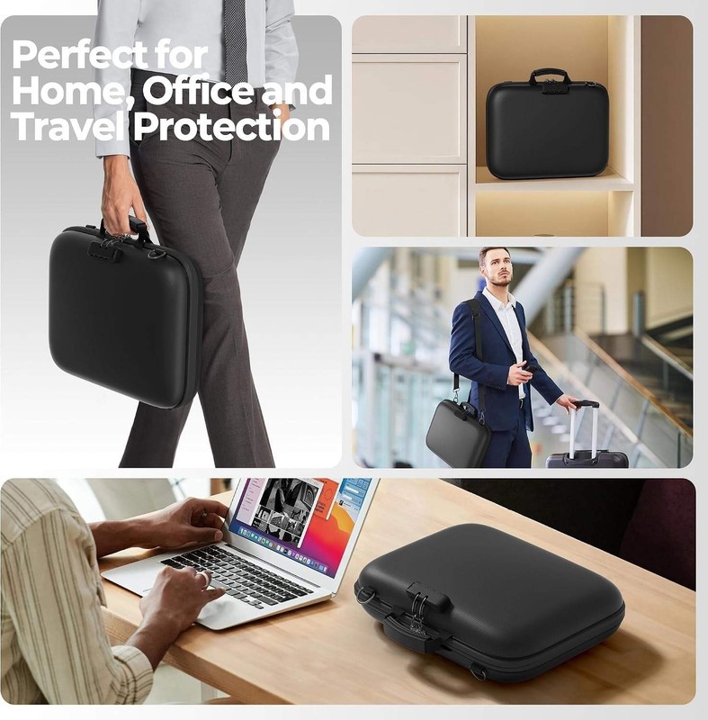 Fireproof Document Box with Lock & Shoulder Strap, Hard-Shell Fireproof File gallery