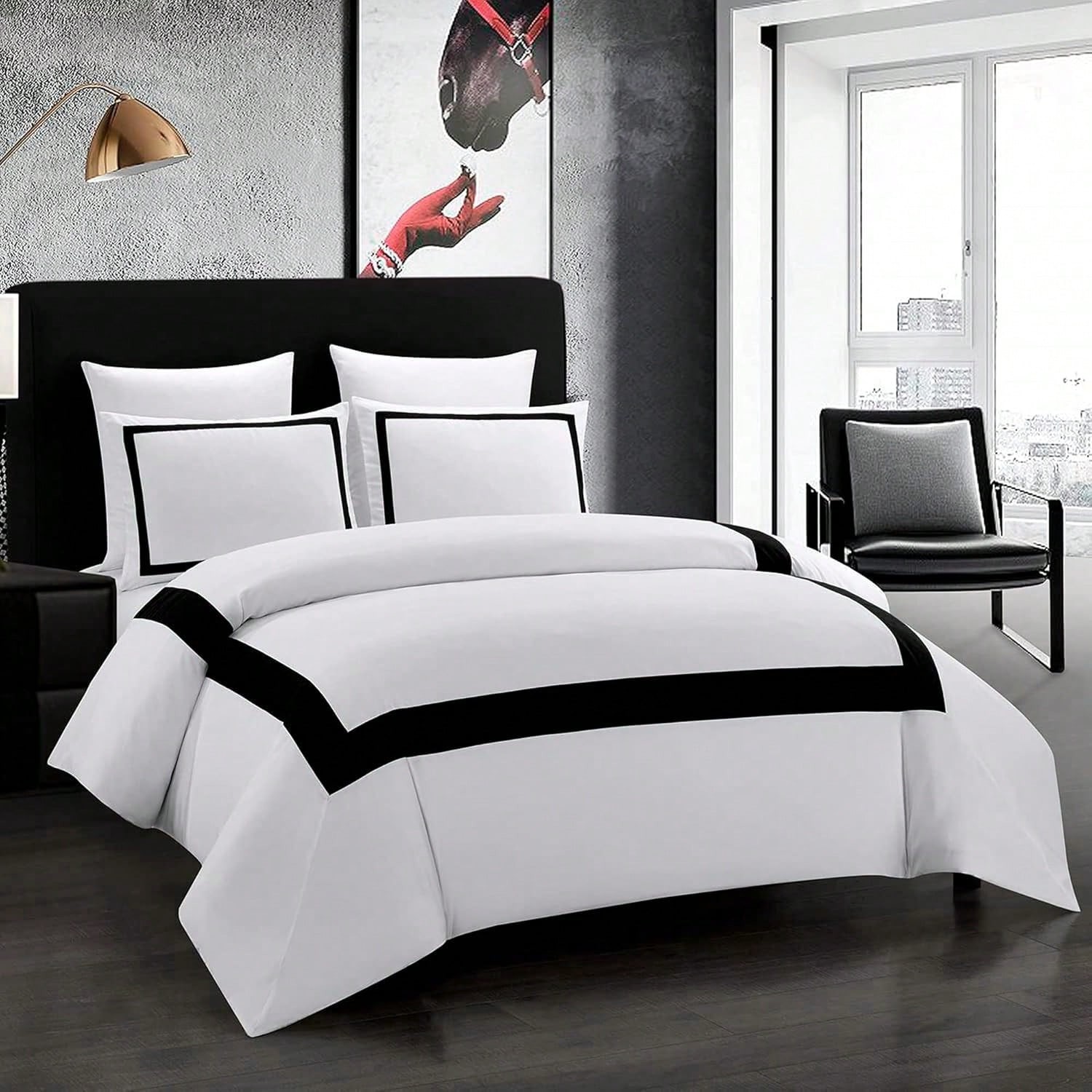 Hotel Duvet Cover Set Microfiber Line Pattern Bedding Breathable with Pillowcase gallery