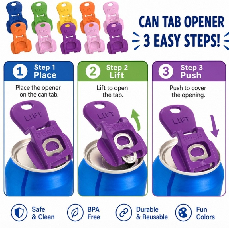 6-Pack Can Lids & Tab Openers – Colorful Drink Covers for Soda, Beer & Camping gallery