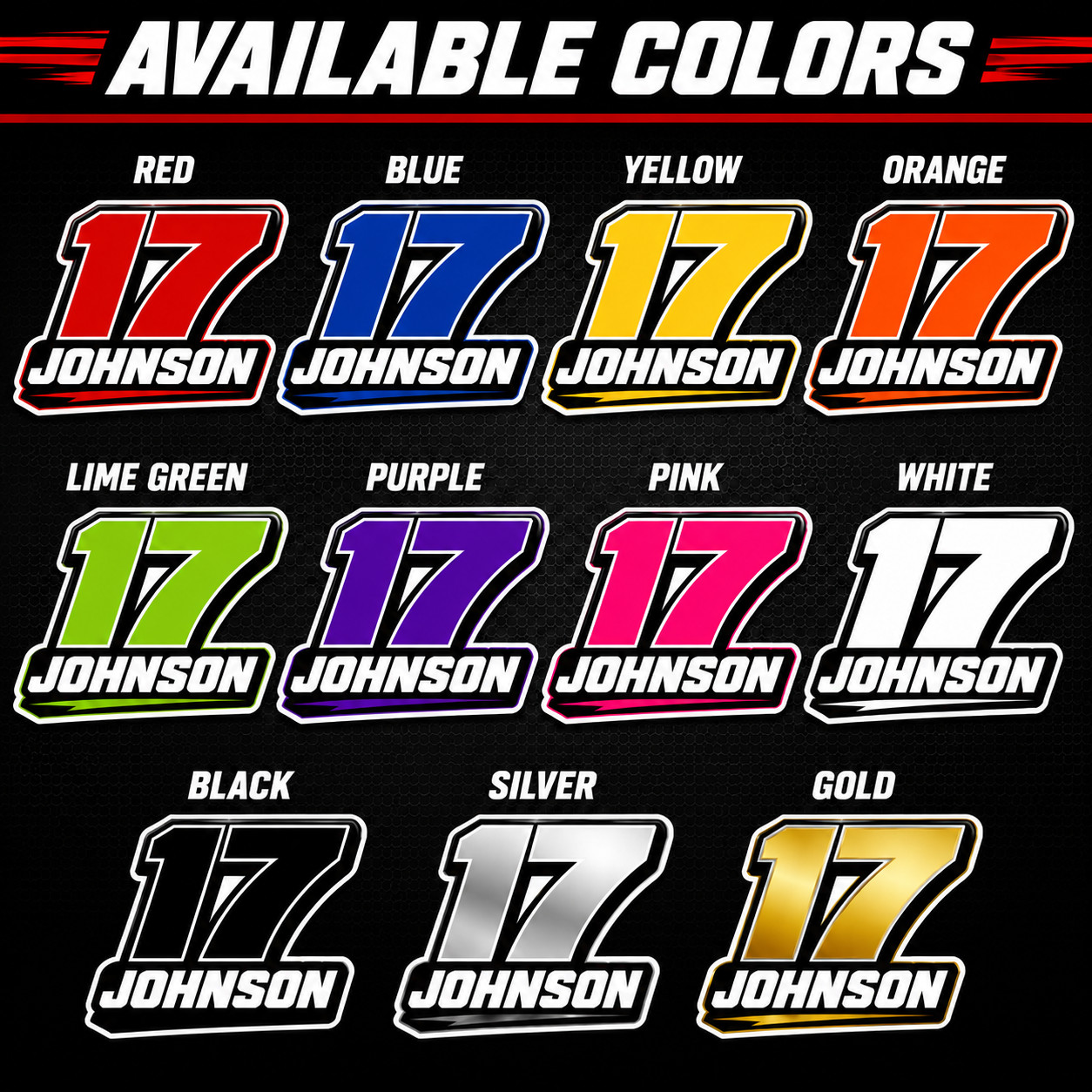 Custom Racing Number & Name Sticker | Personalized Race Car Driver Sticker Decal gallery