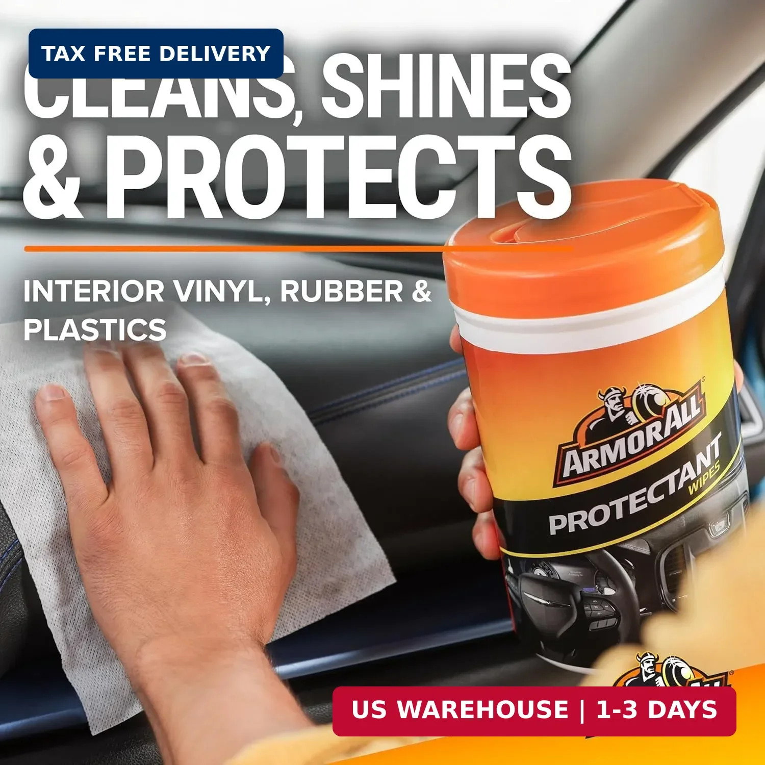 Armor All Car Interior Protectant Wipes, 90 Count Canister, UV Protectant for Vi gallery