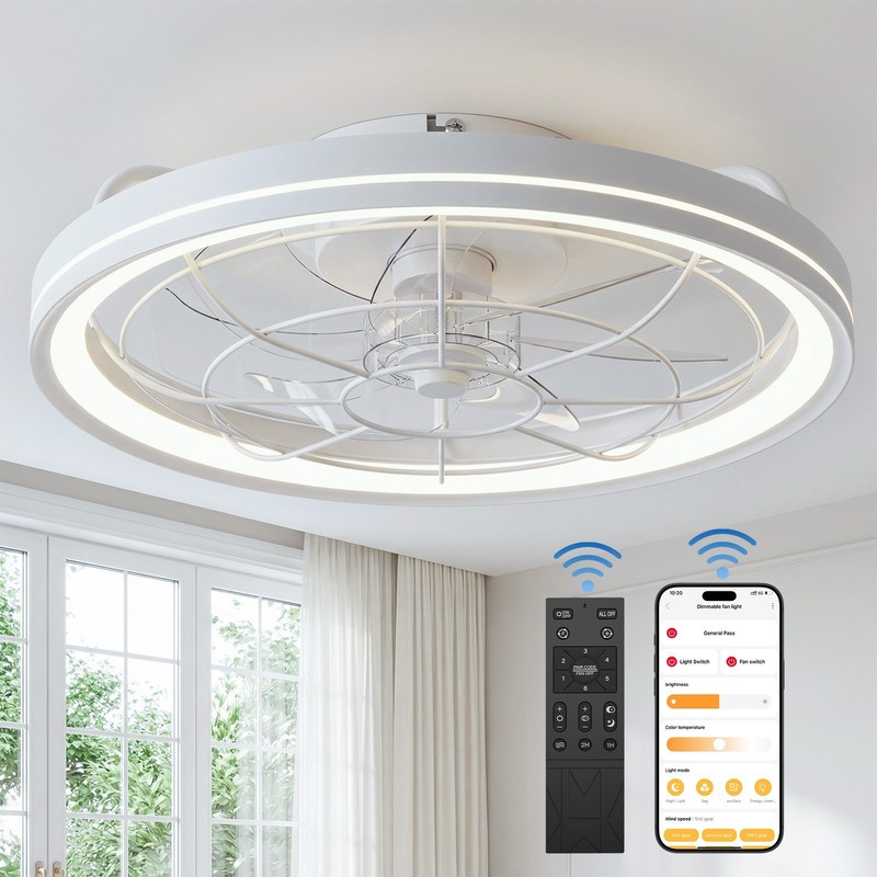 20" Ceiling Fan Light with Lights And Remote, Fandelier Ceiling Fan 3000K-6500K gallery