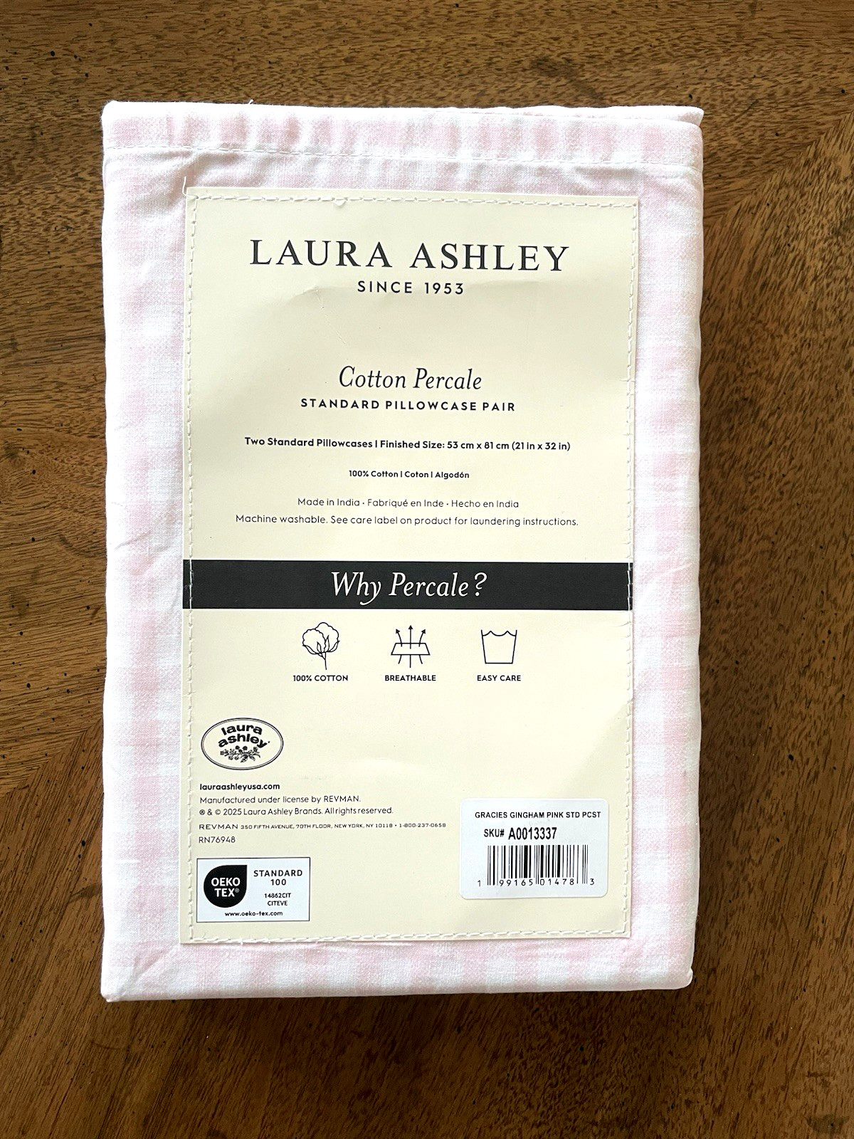 Laura Ashley GRACIES GINGHAM PINK STANDARD Pillowcases Set of 2 gallery