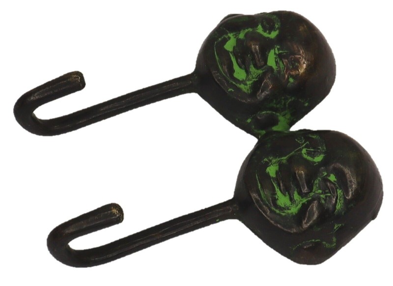 Smiling Face Shape 2 Hook Antique Style Handmade Brass Cloth Wall Hanger Hook gallery