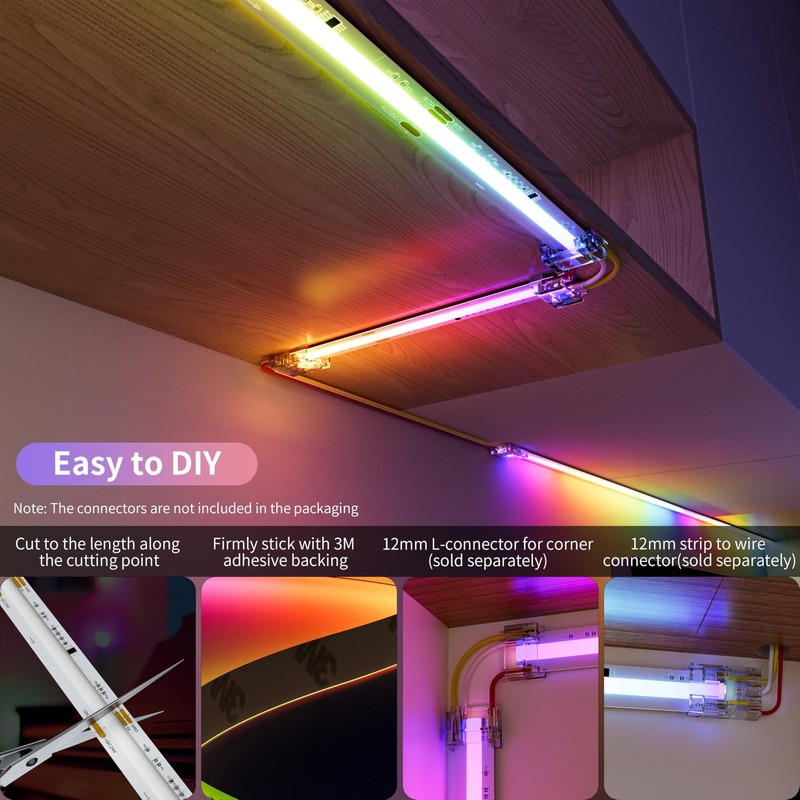 IP65 Waterproof RGB Smart IC COB LED Strip Light Addressable 24ft/7.5m,24V Co... gallery