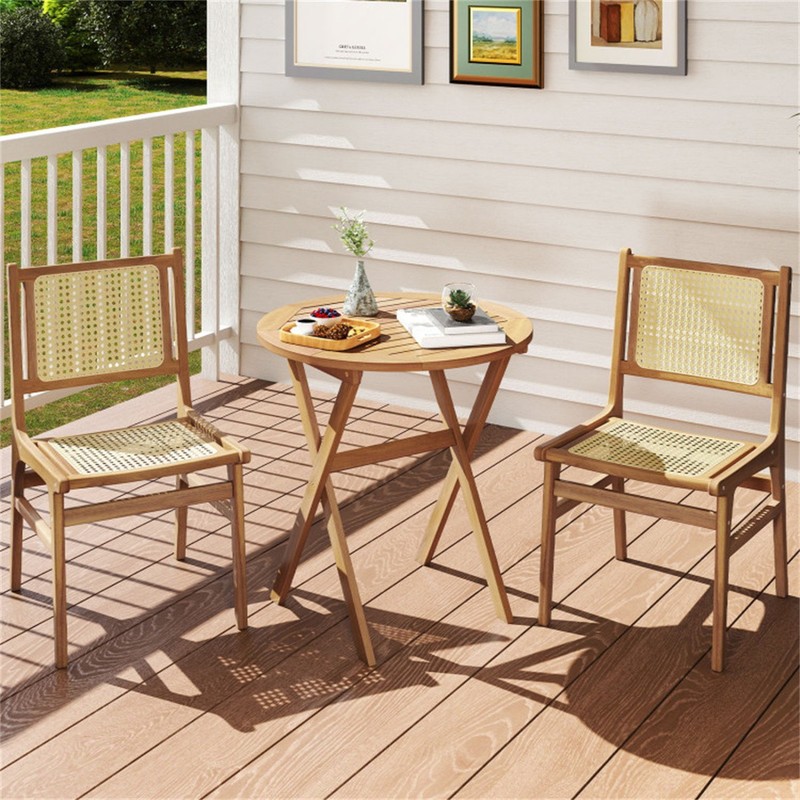Solid Acacia Wood Foldable Round Side Table 180 LBS Weight Capacity End Table gallery