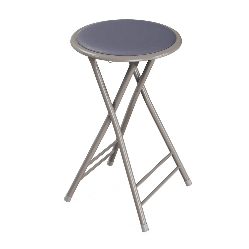 Lavish Home Folding Stool - Backless 24-Inch with 225lb 24 Inch, Grey