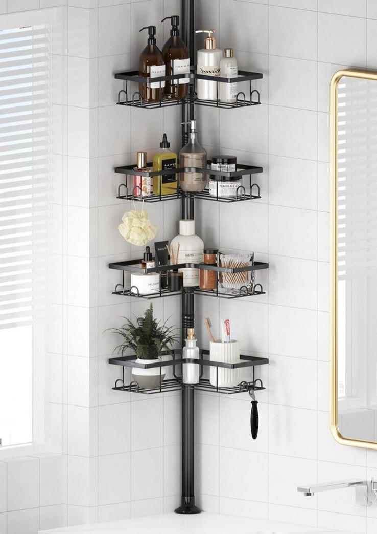 Corner Shower Caddy Tension Pole - 4-Tier Shower Corner Shelf for Bathtub gallery