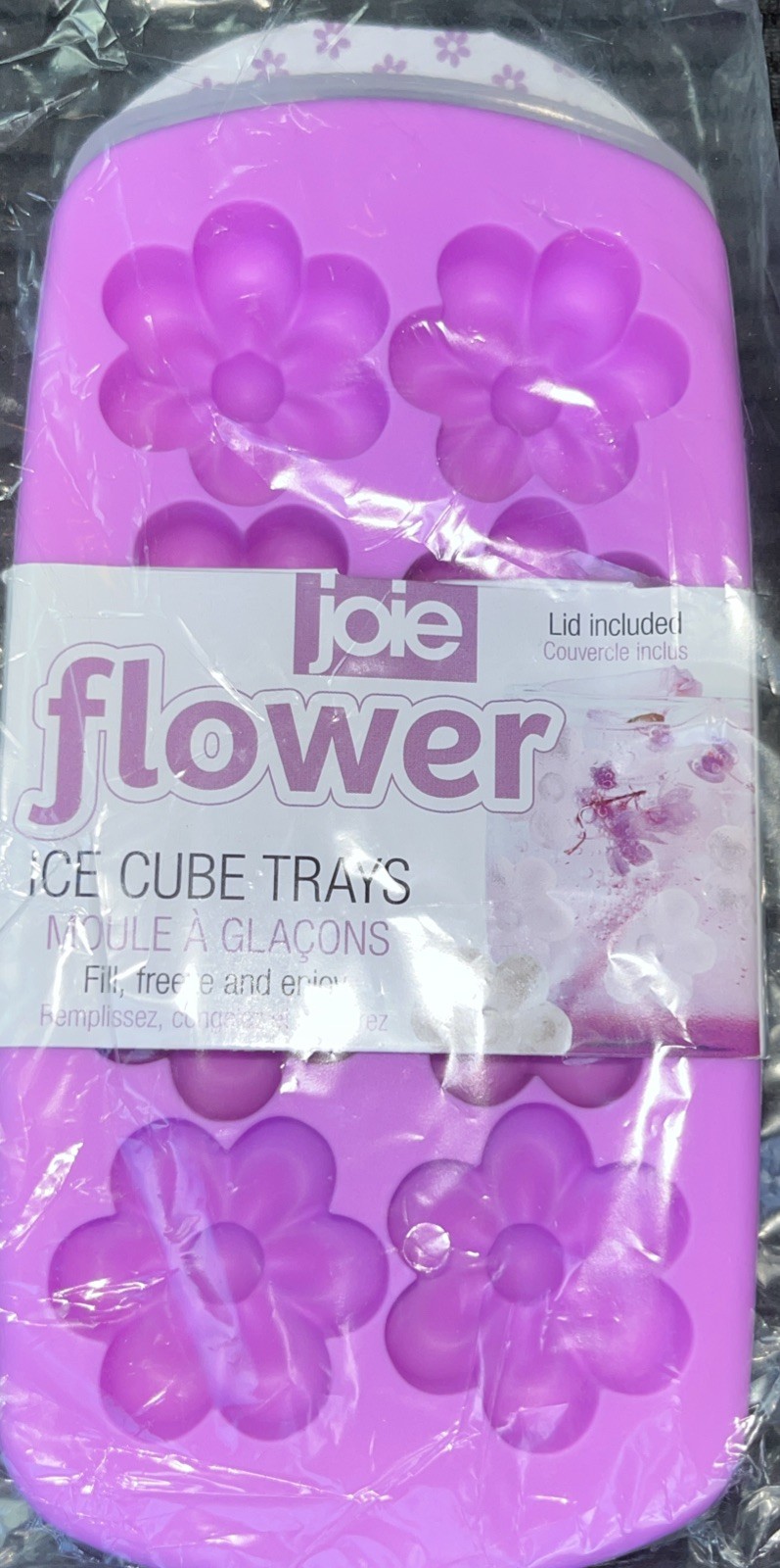 FLOWER ICE CUBE TRAY WITH LID JOI BRAND Pink New! gallery