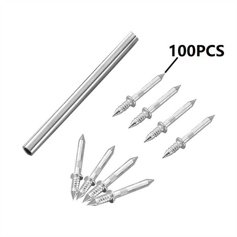 100Pcs/Set Double-Head Seamless Installation Nail With Sleeve Metal Nails gallery