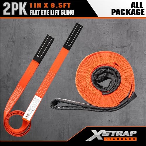 2PCS 1" x6.5ft Lifting Sling 1-Ply Red Web Strap, 2000 LBS Vertical (907 KG), gallery