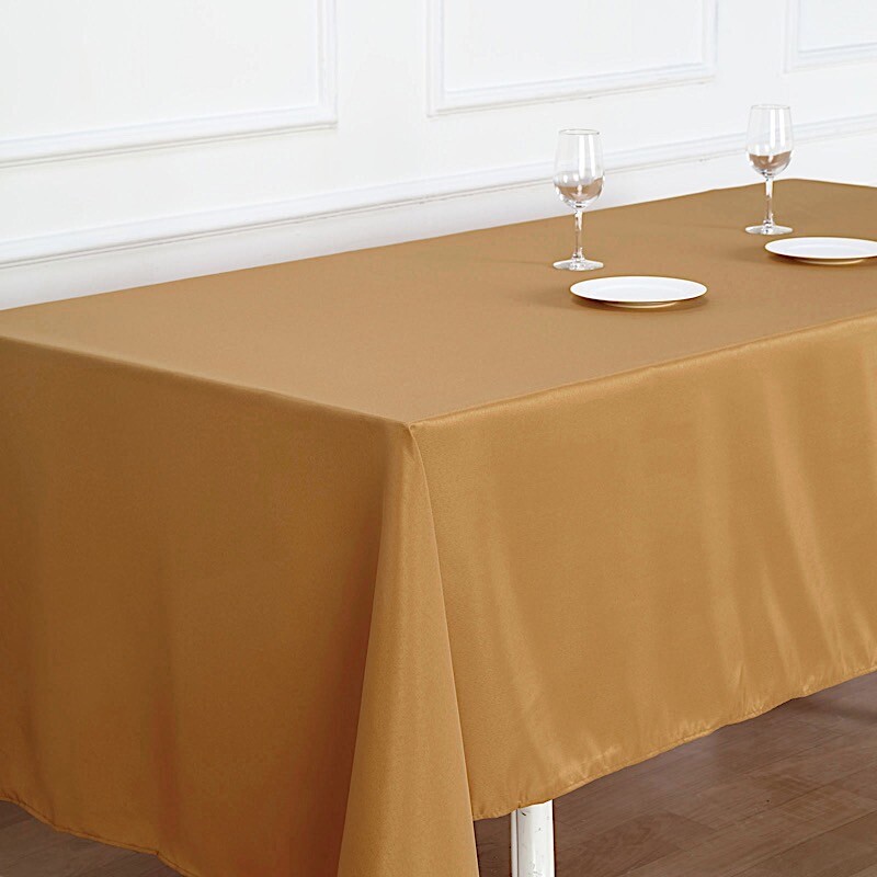 GOLD 72x120 RECTANGLE POLYESTER TABLECLOTH Wedding Party Catering Linens SALE gallery