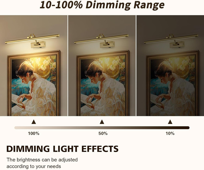 Wireless Picture Lights with Remote and Timer Rechargeable Brass Gallery Lightin gallery