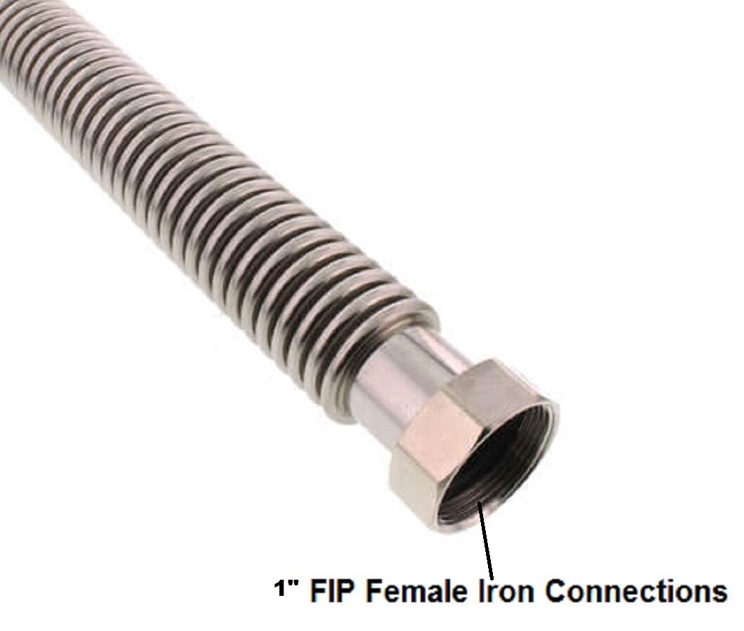 2-PC 1" FIP X 24" Corrugated Stainless Water Heater Supply Connector Hose Lines gallery