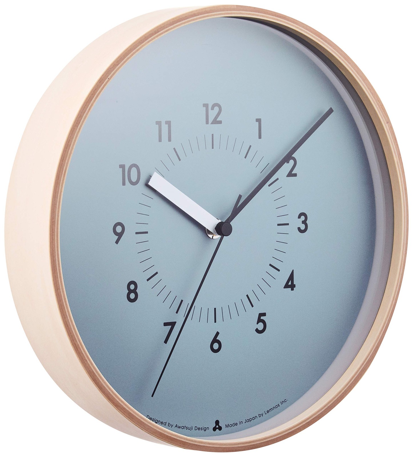 Wall clock analog SOSO general quartz clock natural color wood blue AWA13-06 BL gallery