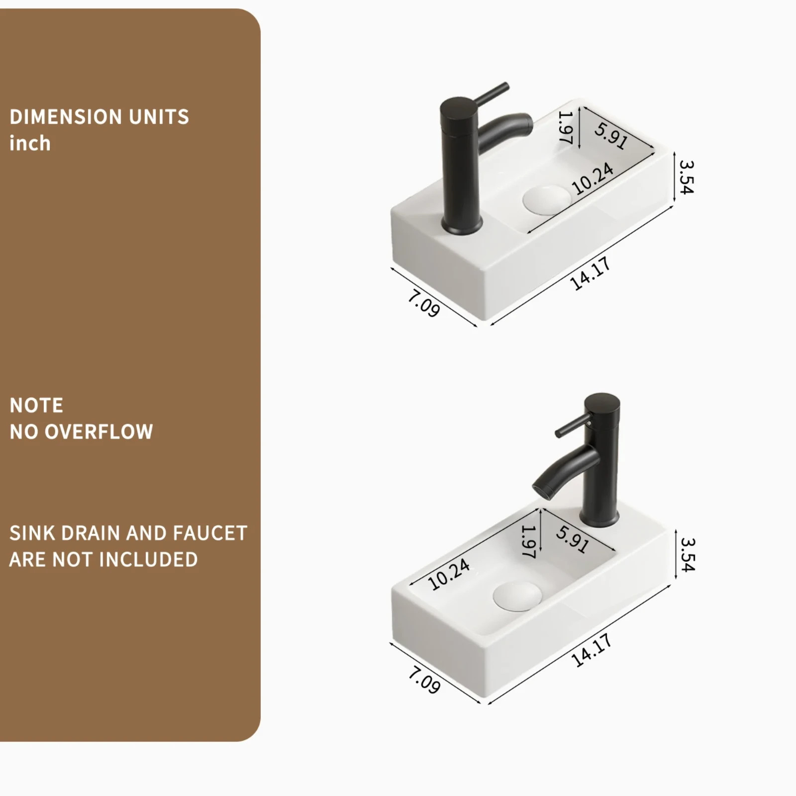 Wall Mounted Bathroom Sink,Small Cloakroom Basin Sink,Rectangle Ceramic Wash Bas gallery
