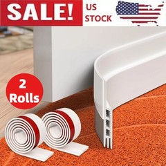 2 Under Door Sweep Weather Stripping Door Draft Stopper Blocker Strong Adhesive