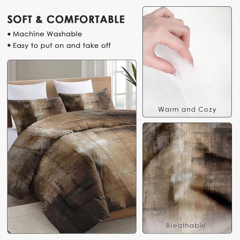 Ombre Brown Grey King Size Comforter Set with 2 Pillowcases for All Ages gallery
