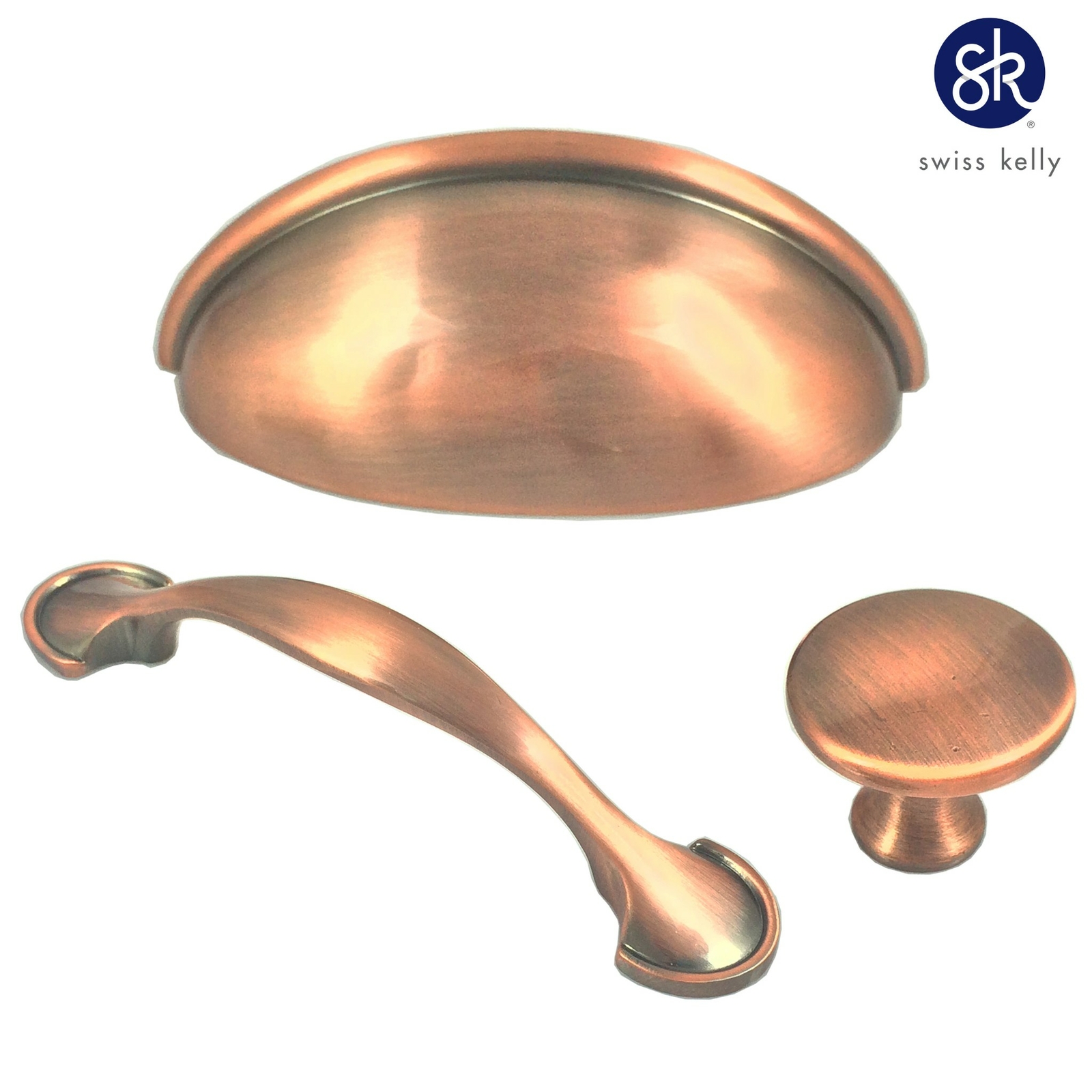 Swiss Kelly Hardware Antique Copper Kitchen Cabinet Handles Drawer Pulls gallery