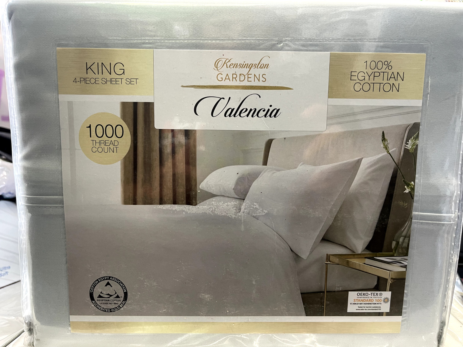Kensington Garden Valencia Light Blue Solid 1000 TC 4 Piece King Size Sheet Set gallery