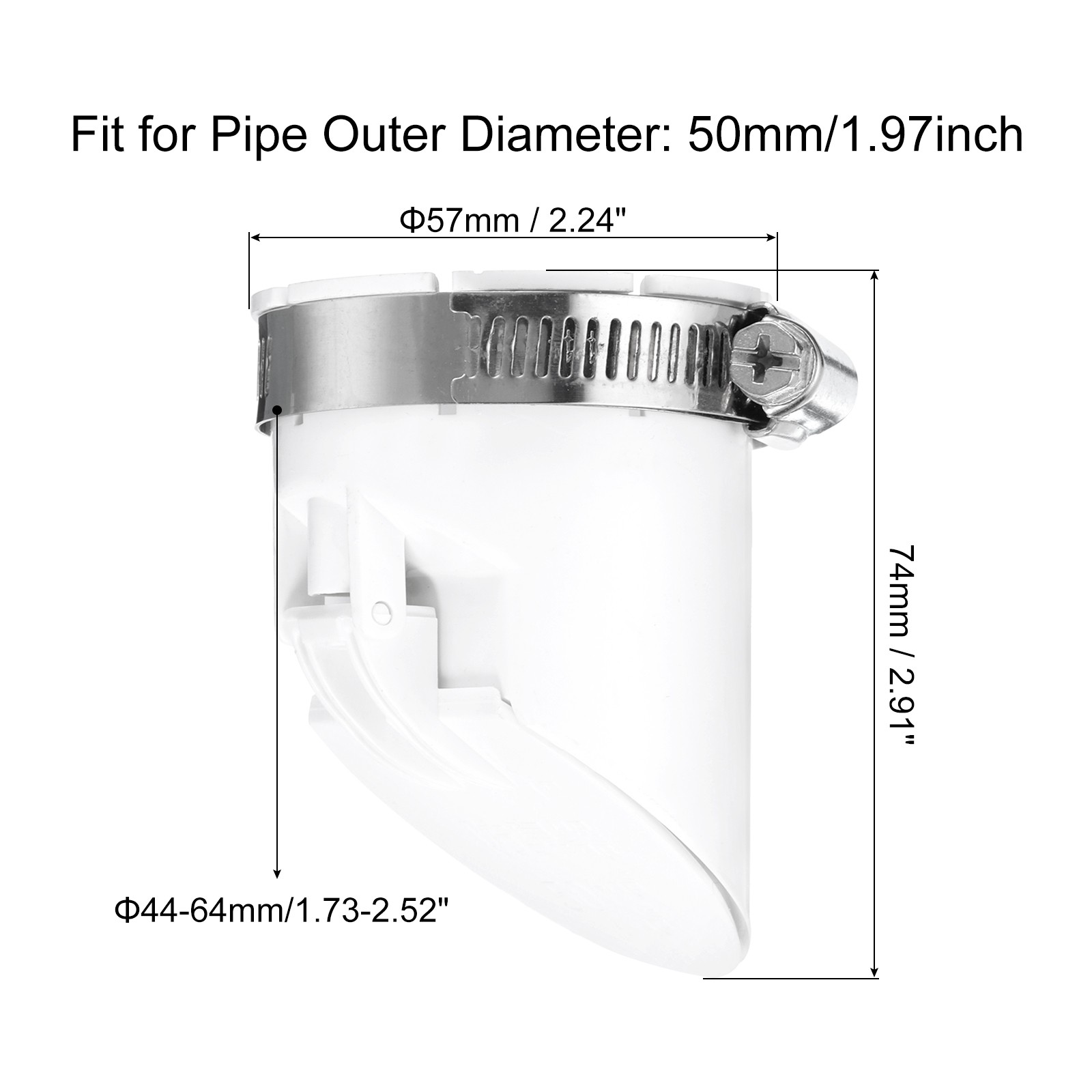 PVC Sewer Backflow Preventer Anti-Odor Core for 50mm 2" OD Horizontal Tube gallery