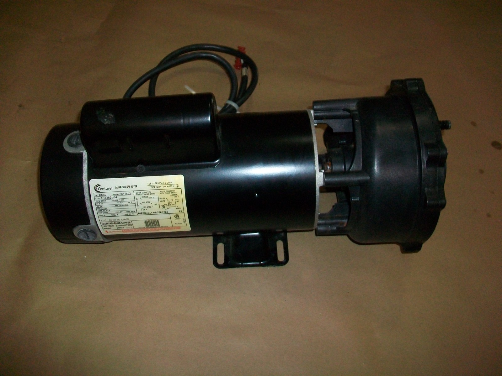 Century BN62 2-Speed Pool & Spa Motor 7-184-821-04 230v 1 phase 3.38hp gallery