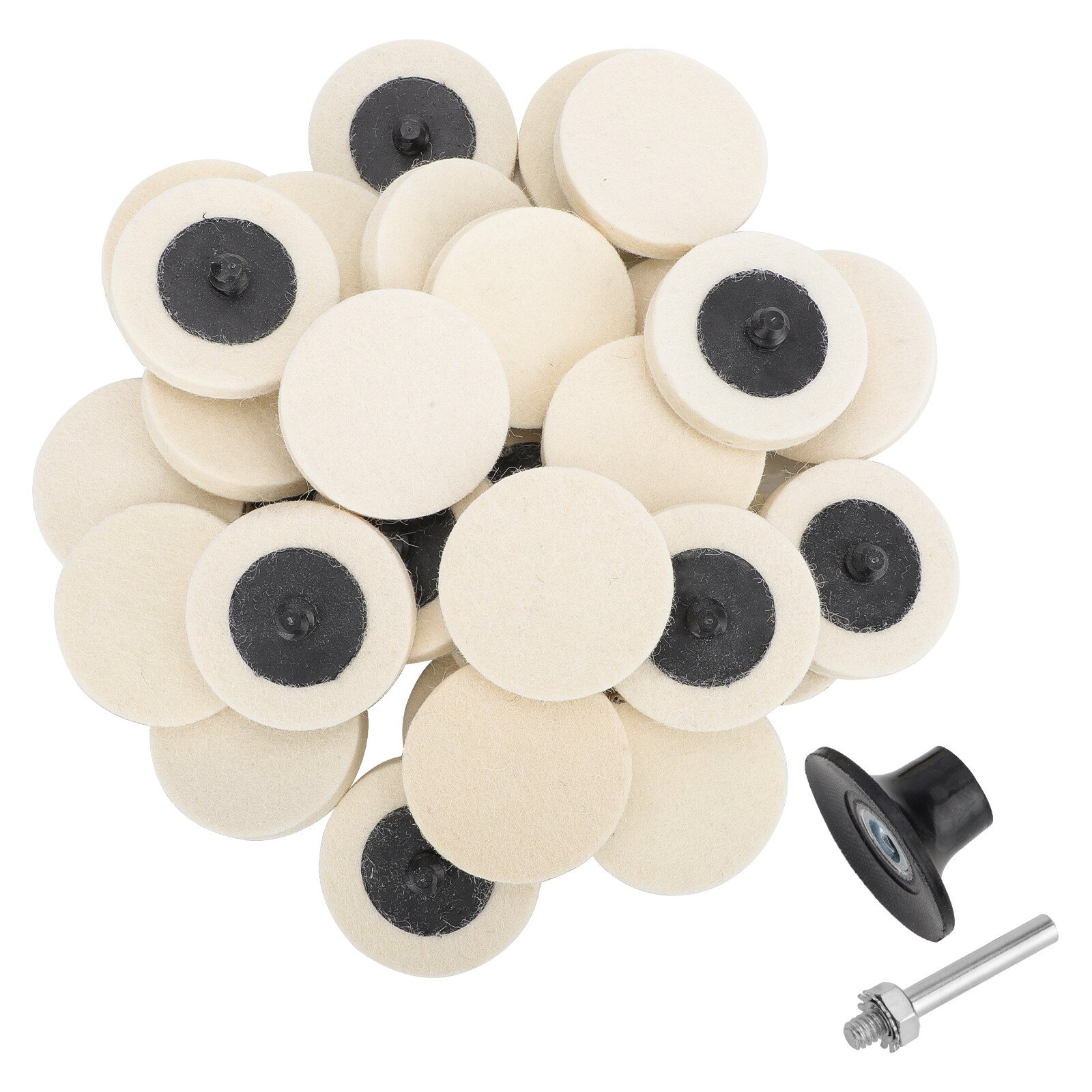 30 Pcs 2 Inch Wool Disc Polishing Buffing Pads Wheels Pad Holder with 1/4" Shank gallery
