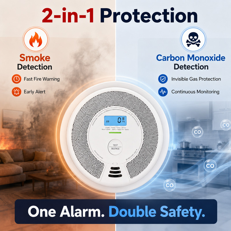 6 Pack X-Sense Wireless Interconnected Smoke & Carbon Monoxide Alarm SC07-W LCD gallery