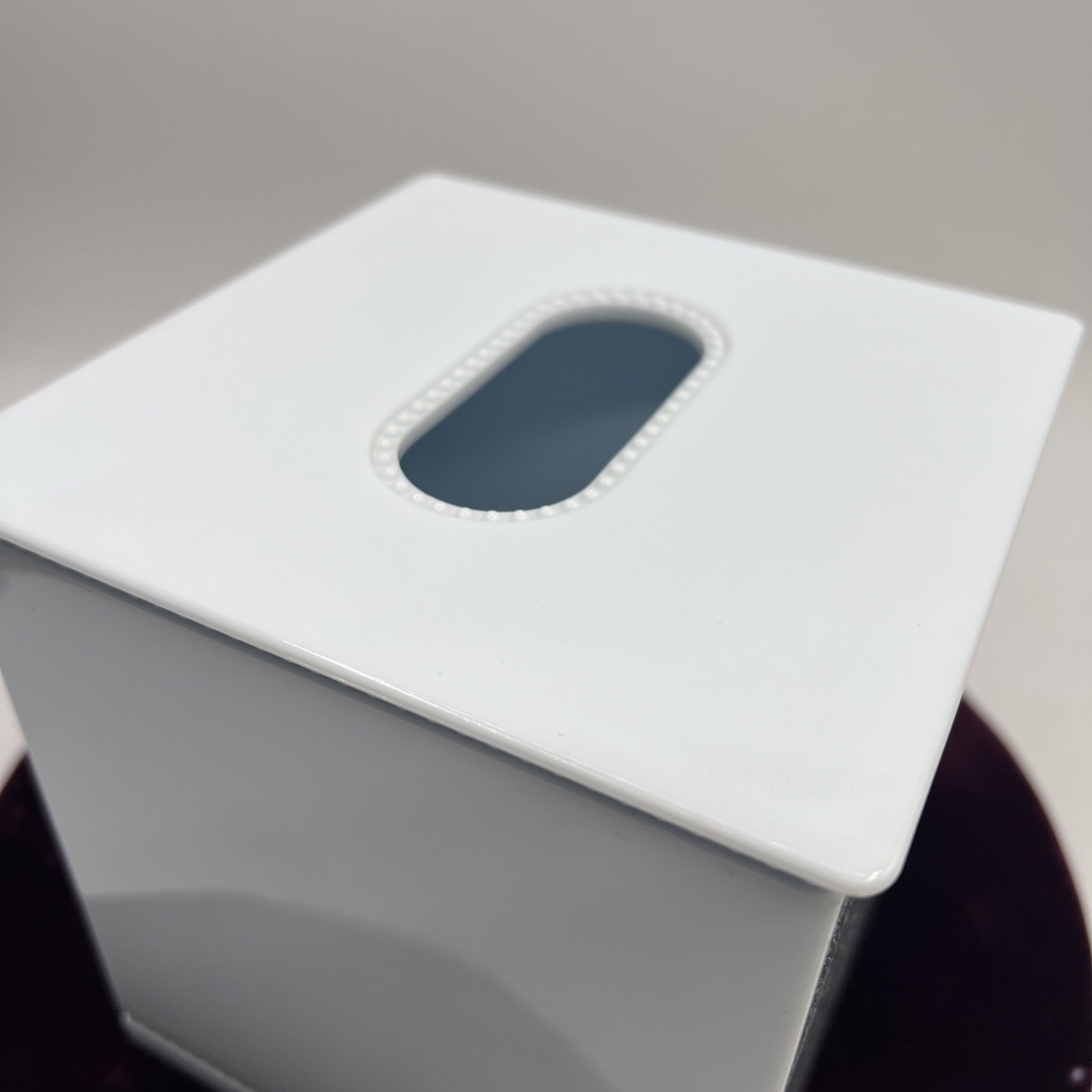 Martha Stewart Everyday Tissue Box Cover Spa Blue Light Beading Hard Plastic gallery