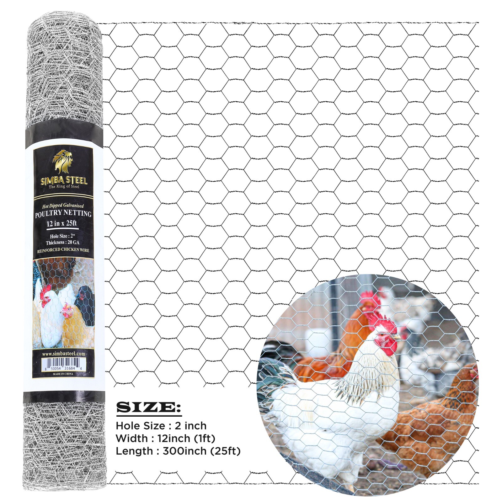 Galvanized Poultry Net - Fencing Chicken Wire 2" Hole - Many Sizes Poultry Mesh gallery