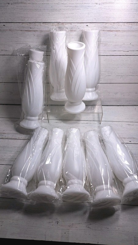 10 Pack Composite Plastic Flower Vases Bulk White Small Boho Floral Vases for... gallery