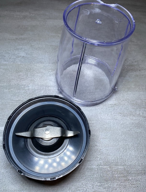 Mini Blender Chopper Cup w/ Blade Base Clear Purple Tint Replacement Part gallery