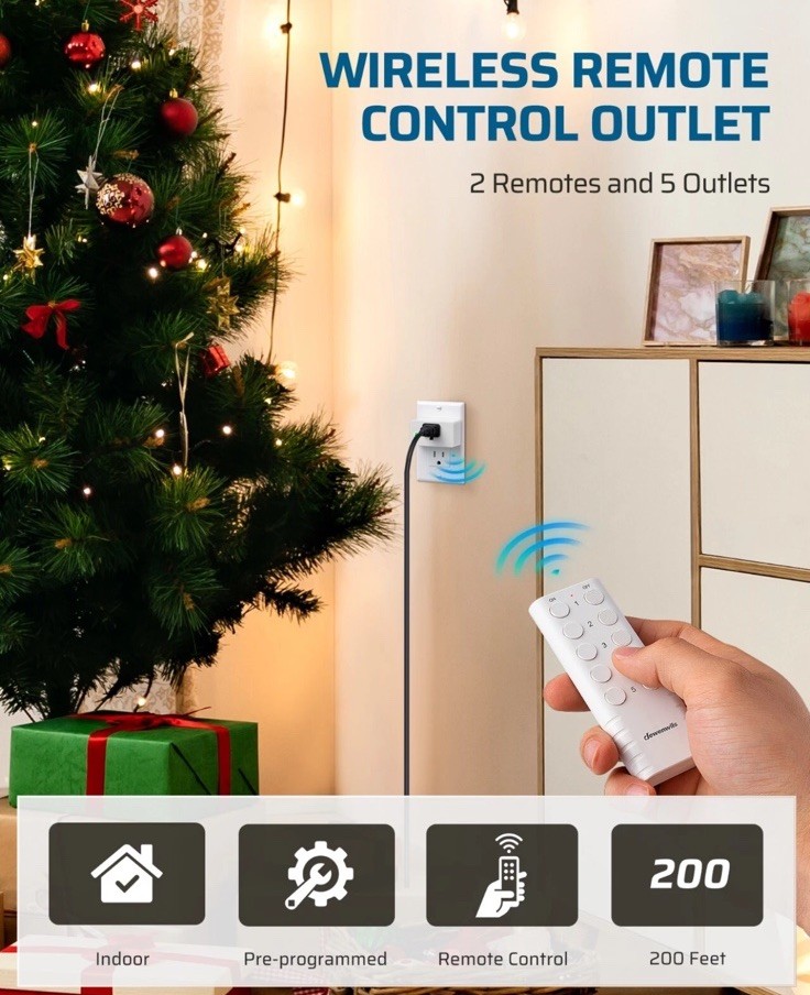 DEWENWILS Remote Control Outlet, Indoor Wireless Remote Outlet Switch 5 Outlets gallery