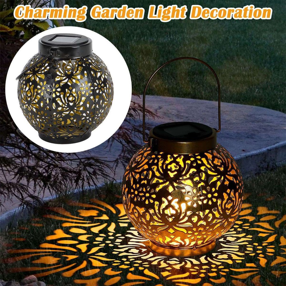 Solar Lantern Hanging Light LED Outdoor Retro Garden Lamp Waterproof Decor