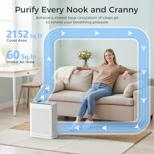 VOOPNU Air Purifiers For Home Cover Area Up to 2152 Sq.Ft DH-JHD08 - White gallery