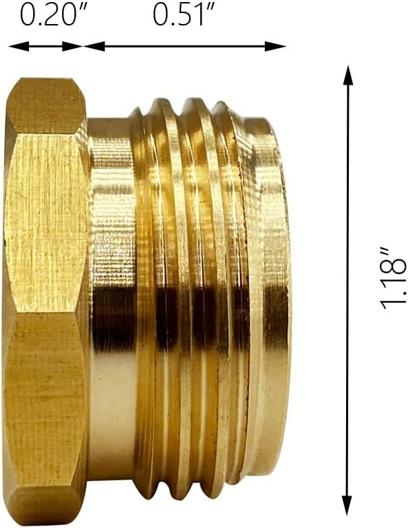 1/2” G Thread (BSP) Female to 3/4” GHT Male Connector, Brass BSP to Garden Hose gallery
