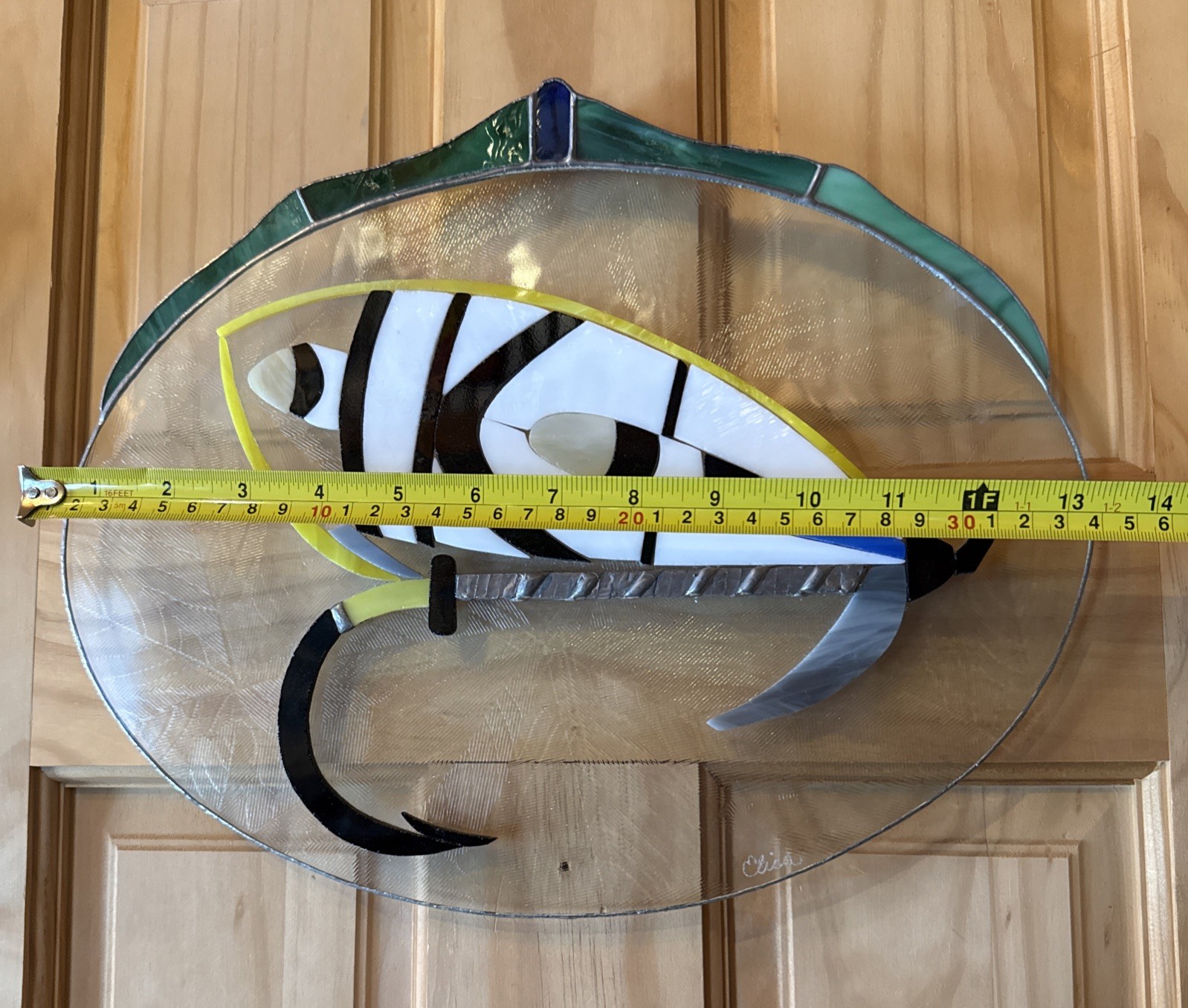 Handmade Stained Glass Suncatcher Fly For Fishing Artist Signed Elisa 14/11 gallery