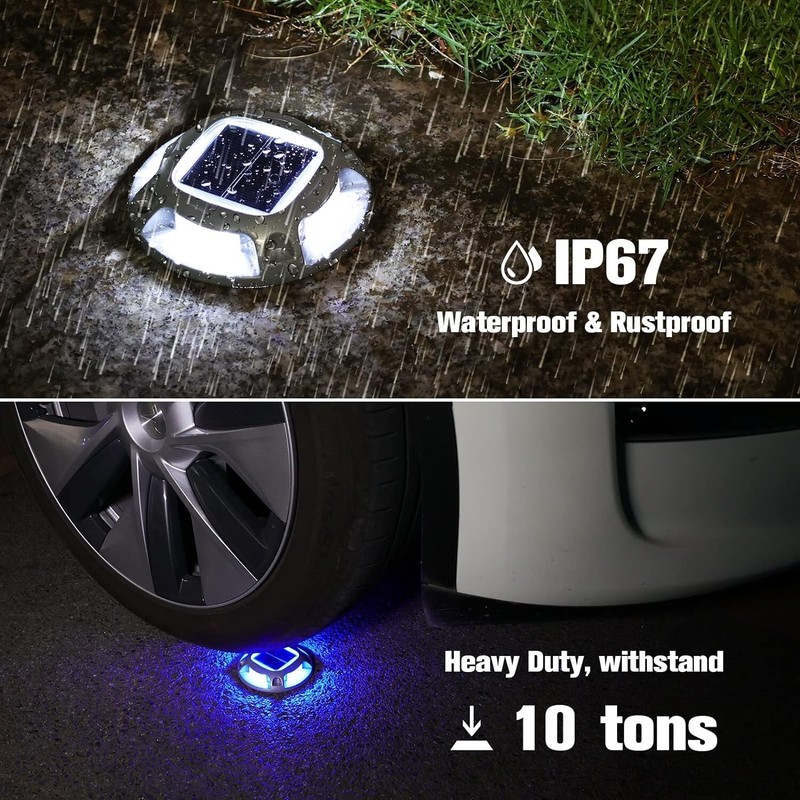 8Pack Led Multicolor Solar Deck Lights Outdoor Dock Driveway Lights for Sidewalk gallery