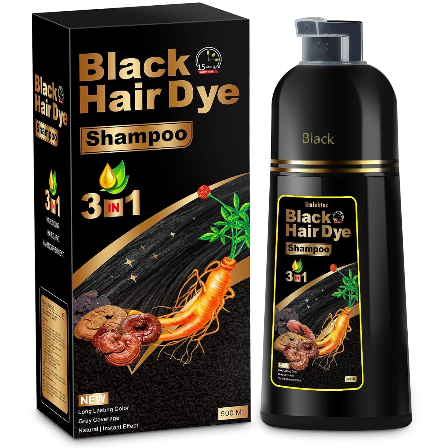 Shampoo Para Cubrir Canas Cabello negro Hierbas Naturales Brillo Y Crecimi gallery
