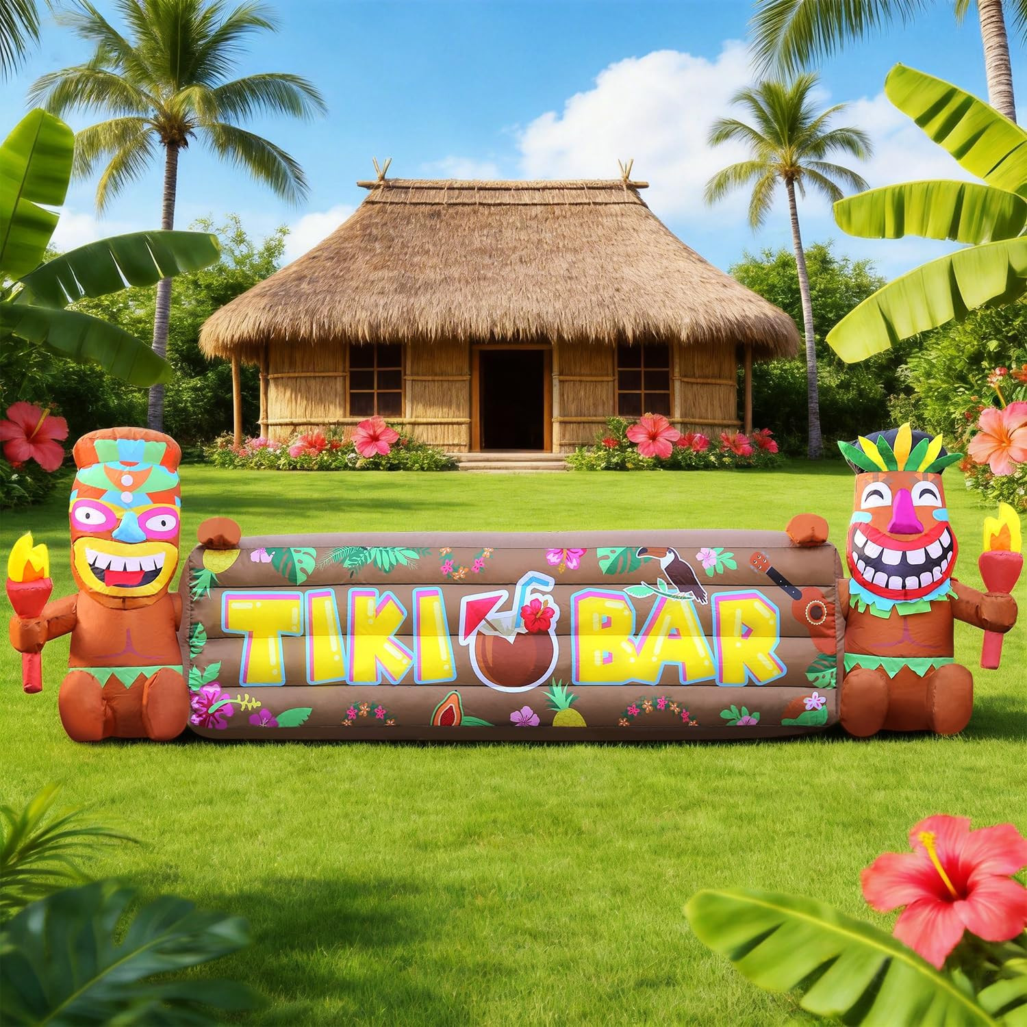 7FT Tiki Luau Inflatables, Two Tiki Inflatables, Hawaiian Summer Tropical Beach gallery