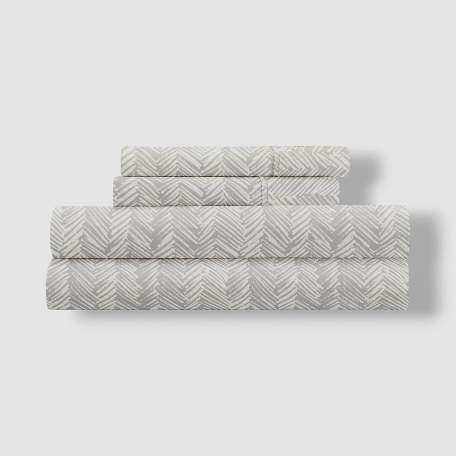 Kaycie Gray Herringbone Microfiber 4-Pc. Sheet Set - Twin Size gallery