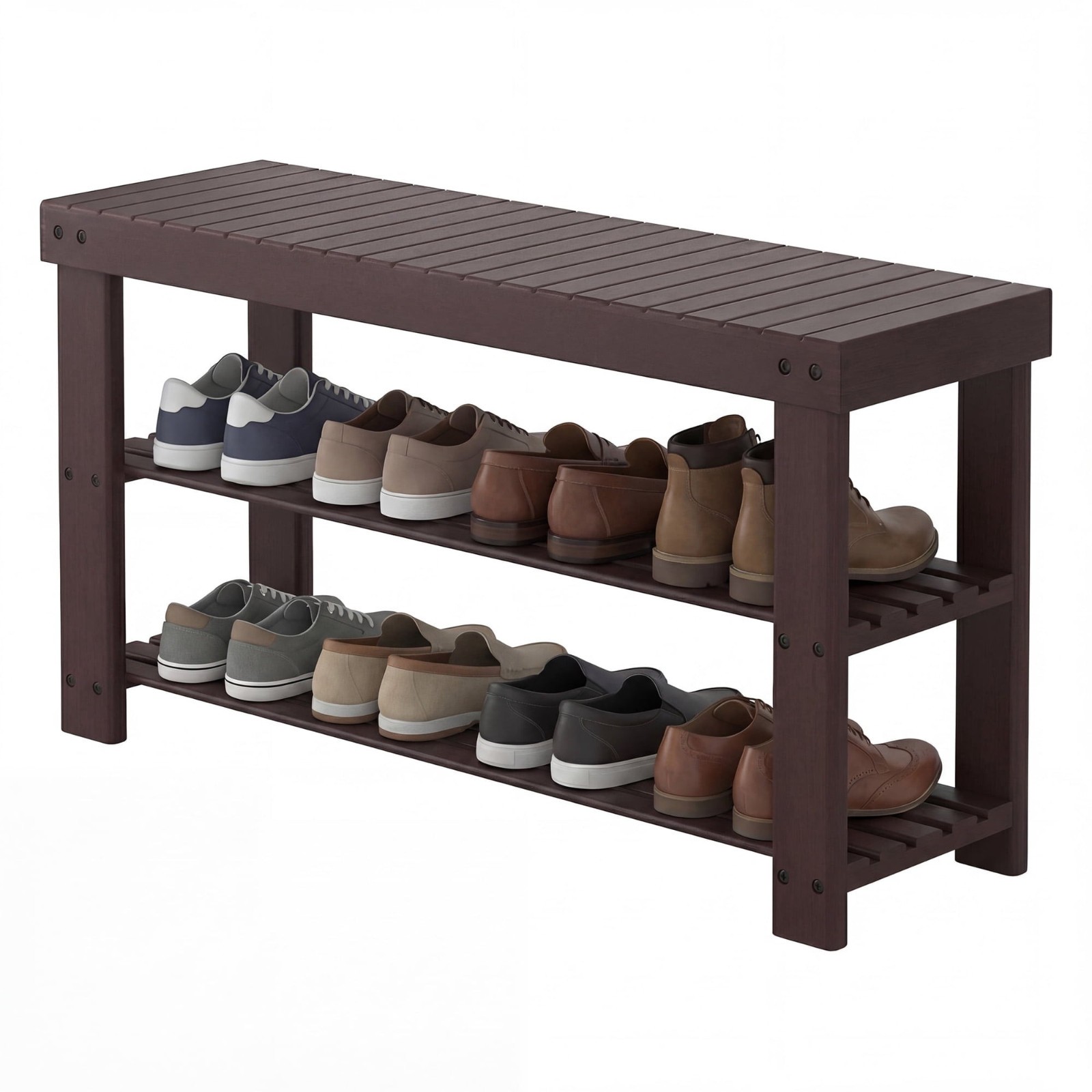CONCETTA 3-Tier Bamboo Shoe Rack Bench Storage Organizer Brown FREESHIP gallery