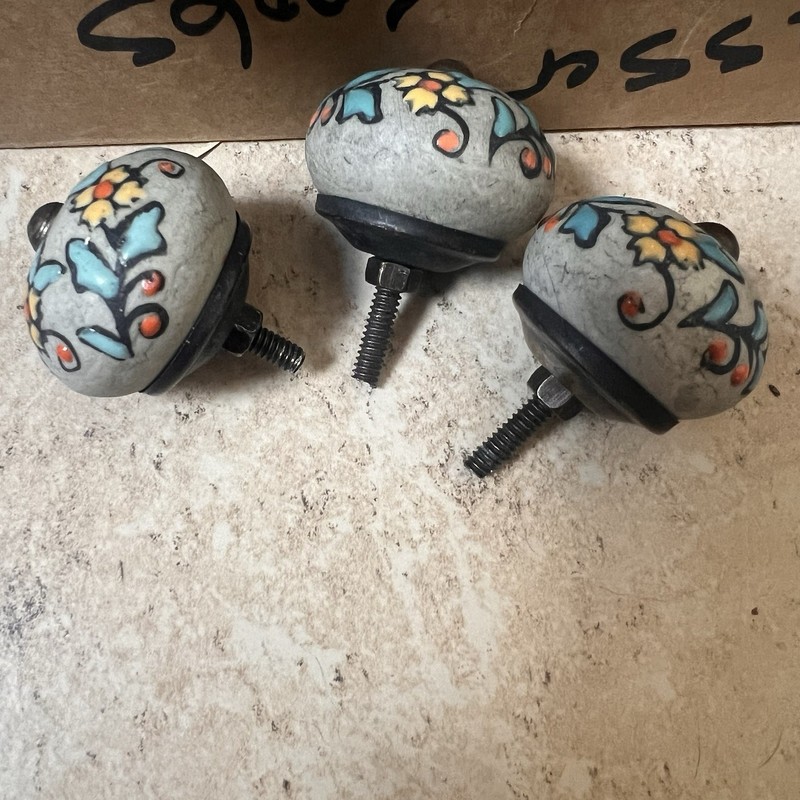 28 Clay Drawer Cabinet Door Knobs Handle Pulls Ceramic Multicolored Enamel READ gallery